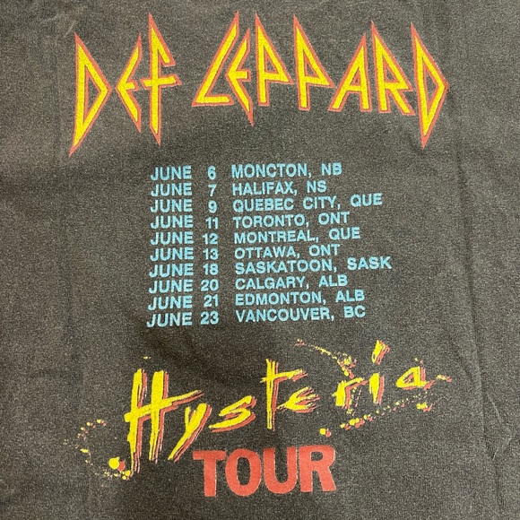 Def Leppard hysteria tour rock band T-shirt with dates on back - Picture 3 of 6